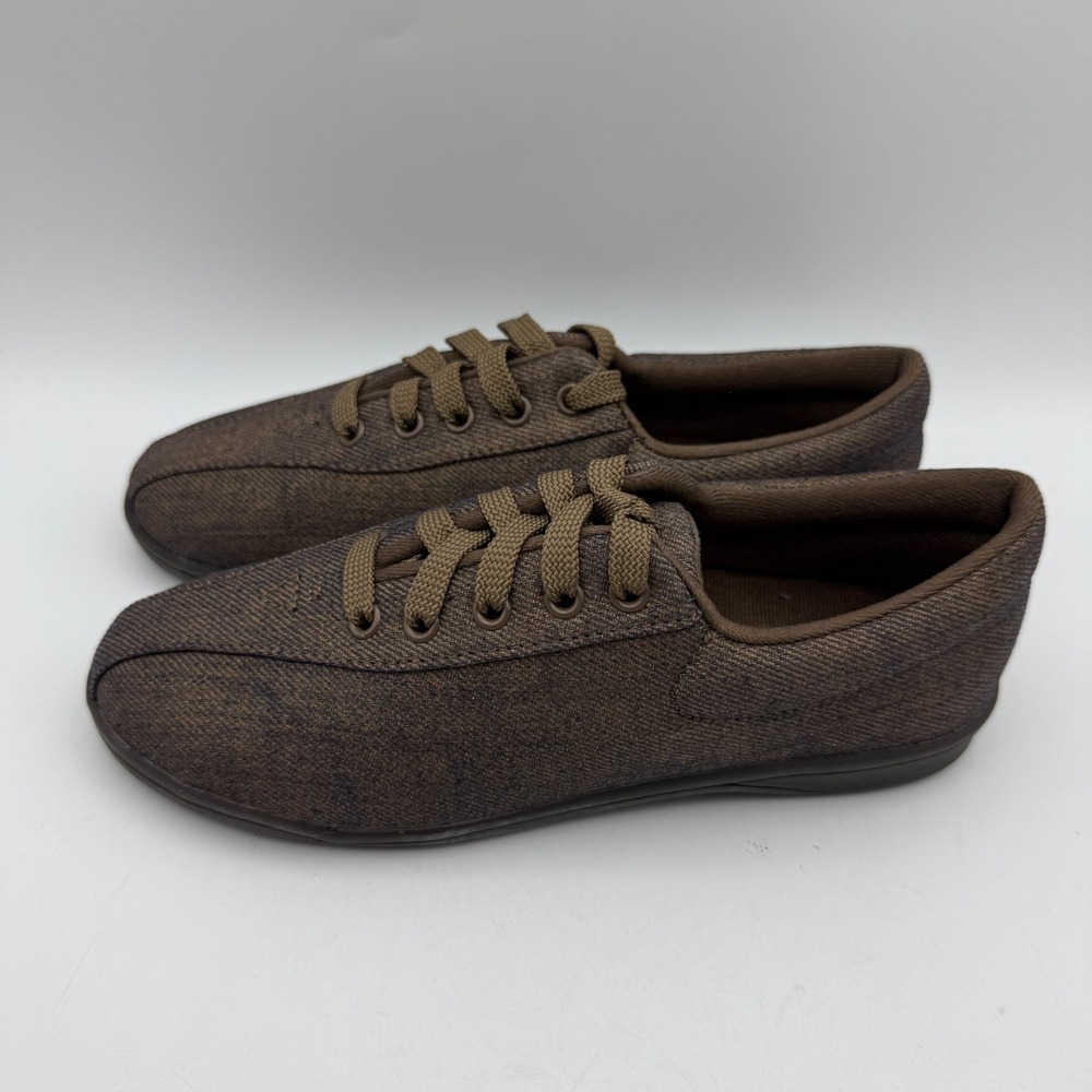 Easy Spirit Walking Shoes Womens 5M Brown Textile Lace Up Low Top Sneakers